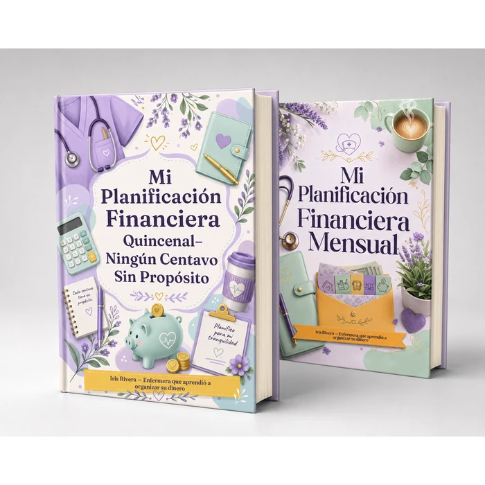 Planificador financiero quincenal y mensual abierto en dos páginas
